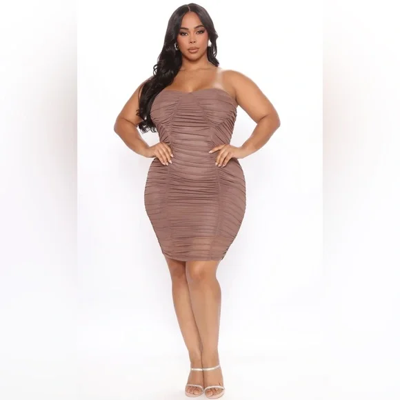 brown ruched bodycon dress Brown Halter Crisscross Cutout Ruched Bodycon Maxi Dress Brown / 6 main image 1